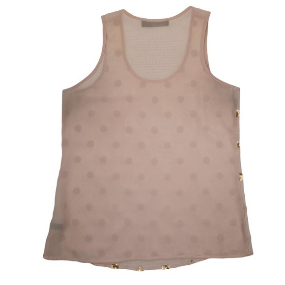 The Limited XS Embellished Sheer Nude Tank Top with Gold Sequins Polka Dots - Picture 2 of 6